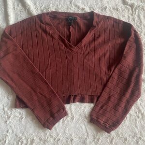Forever 21 Burgundy Ribbed Knit Sweater